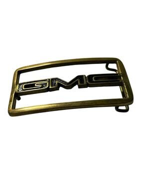 GMC Vtg Logo Trucker Belt Buckle Solid Brass Metal Automotive General Motors